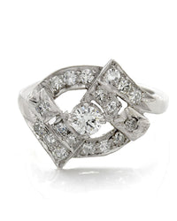 Diamond Geometric Ring in Platinum
