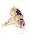 Oval Amethyst and Diamond Elongated Ring
