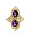 Oval Amethyst and Diamond Elongated Ring