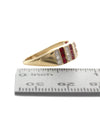 Eleven Row Alternating Ruby and Diamond Tapered Ring in Yellow Gold