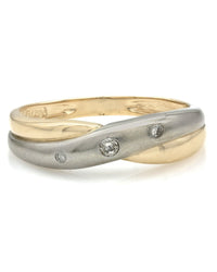 2 Tone Diamond Crossover Ring