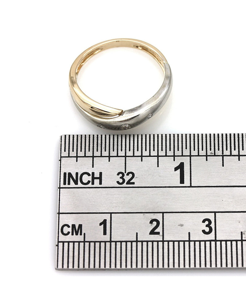 2 Tone Diamond Crossover Ring