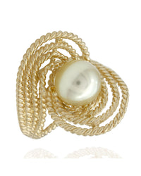 Yellow Pearl Bypass Swirl Ring