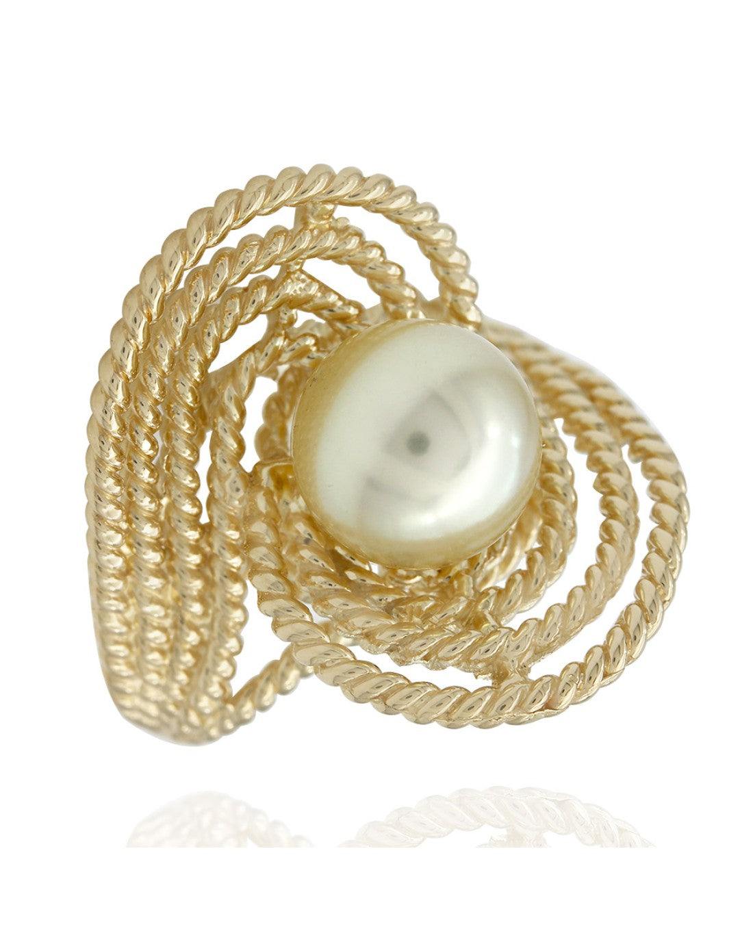 Yellow Pearl Bypass Swirl Ring