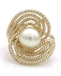 Yellow Pearl Bypass Swirl Ring