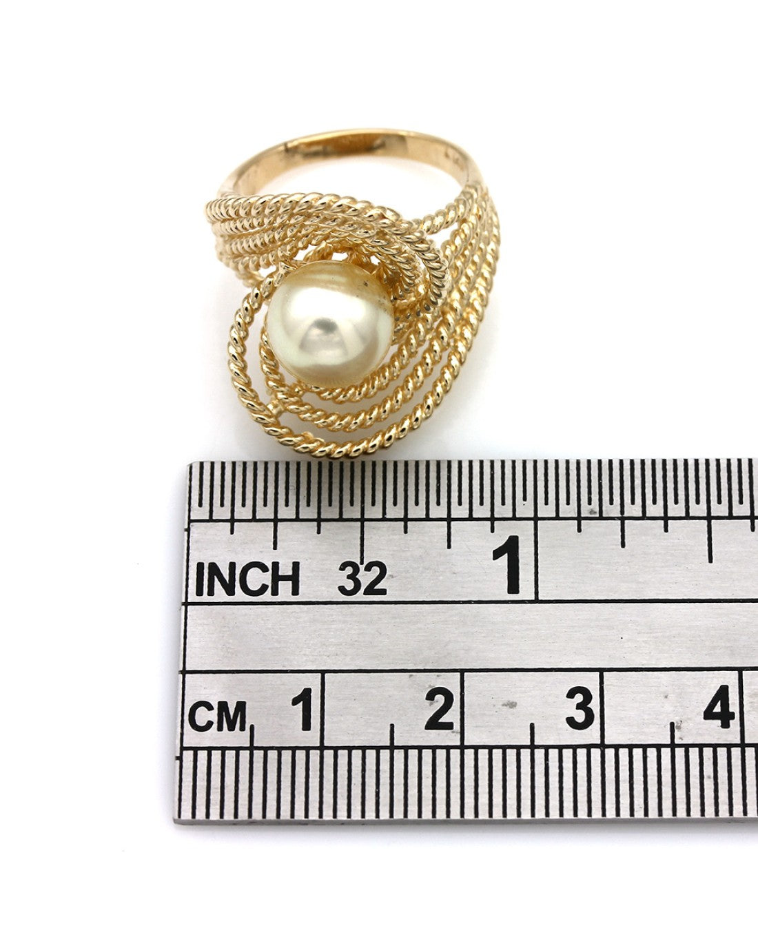 Yellow Pearl Bypass Swirl Ring