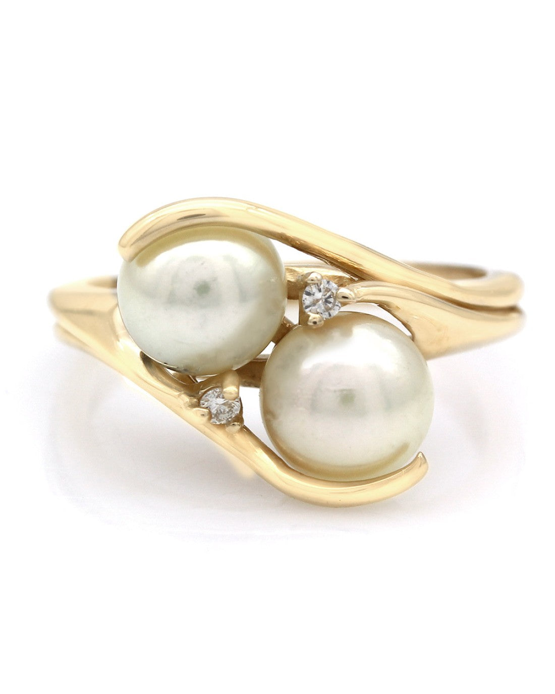 Pearl and Diamond Accent Bypass Ring