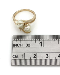 Pearl and Diamond Accent Bypass Ring