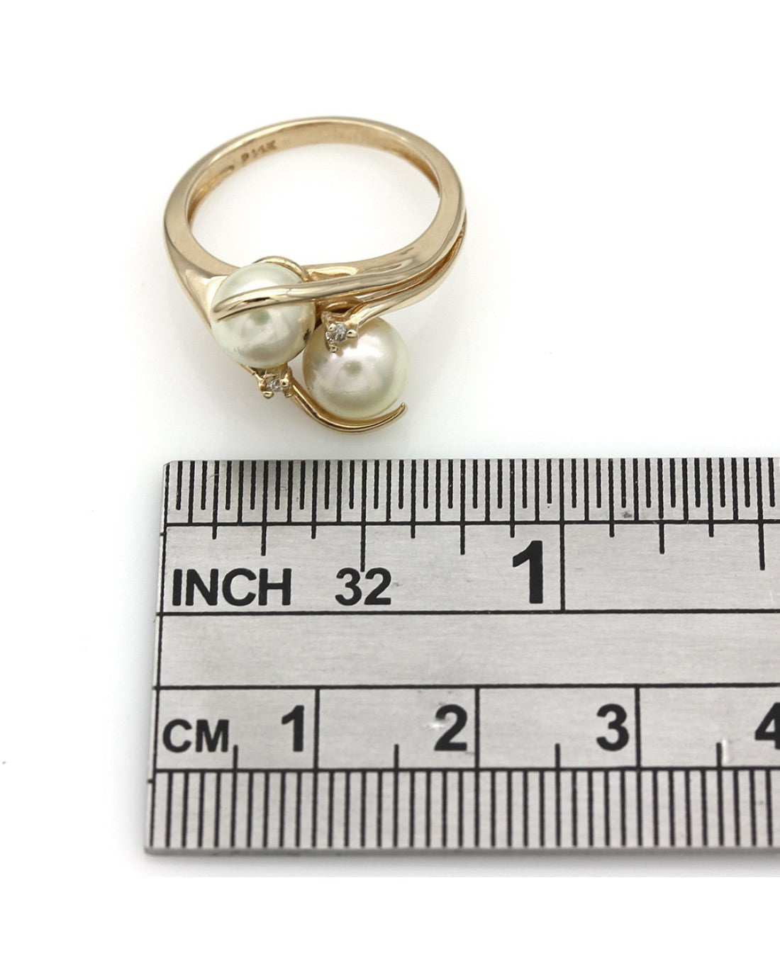 Pearl and Diamond Accent Bypass Ring