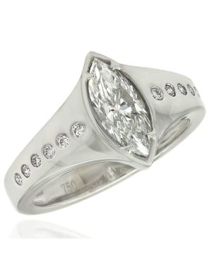 Marquise Diamond Solitaire Ring in 18k White Gold