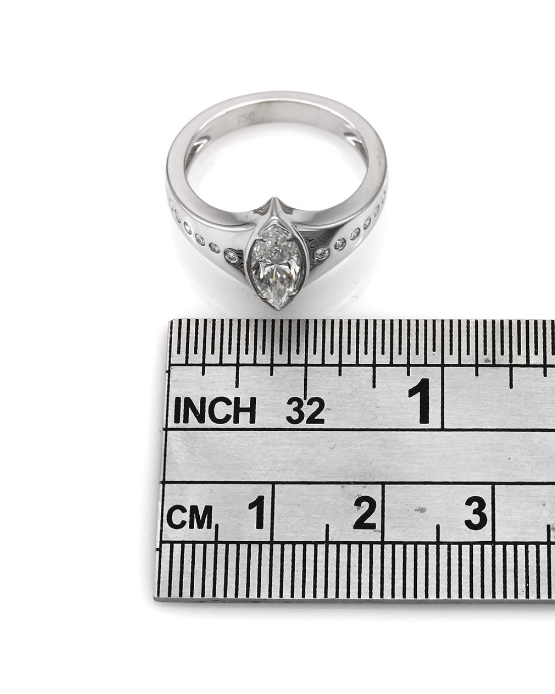 Marquise Diamond Solitaire Ring in 18k White Gold