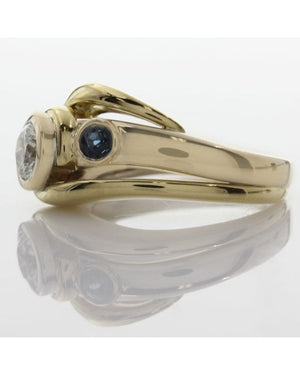 Diamond and Sapphire Fashion Ring in Yellow and White Gold