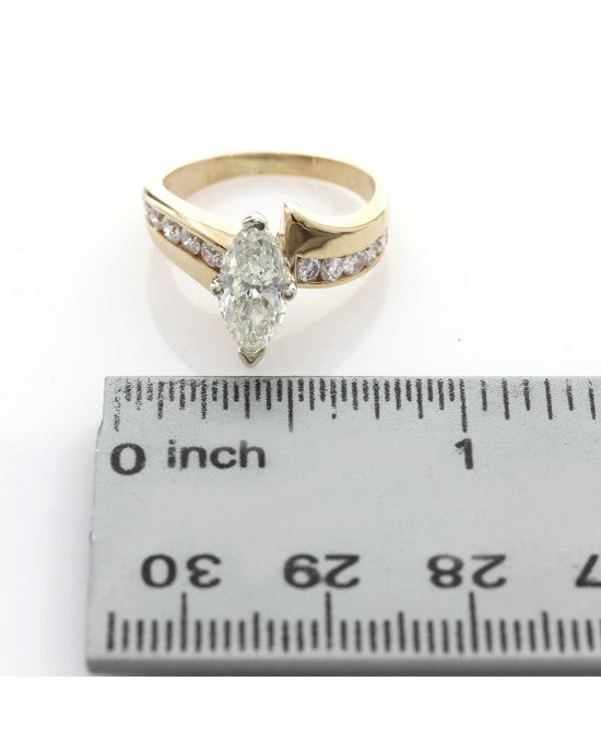 Marquise Diamond Solitaire Bypass Ring