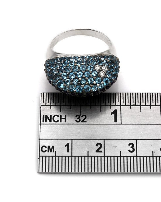 Amethyst and Blue Topaz Dome Ring with Diamond Accents
