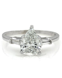 1.27ct Pear Solitaire and Baguette Diamond Engagement Ring
