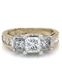 3 Stone Princess Diamond Ring