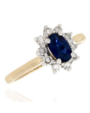 Sapphire and Diamond Halo Ring
