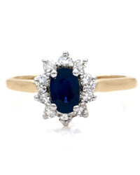 Sapphire and Diamond Halo Ring
