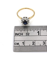 Sapphire and Diamond Halo Ring