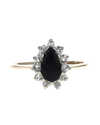 Black Onyx and Diamond Halo Ring