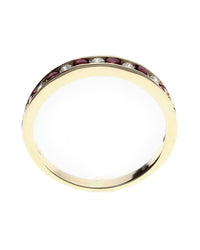 Alternating Raspberry Sapphire and Diamond Band