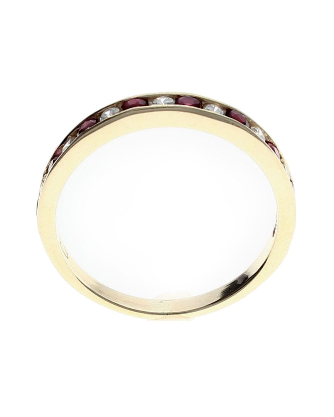 Alternating Raspberry Sapphire and Diamond Band