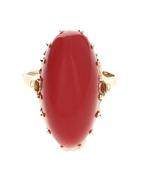 Oval Coral Cabochon Ring