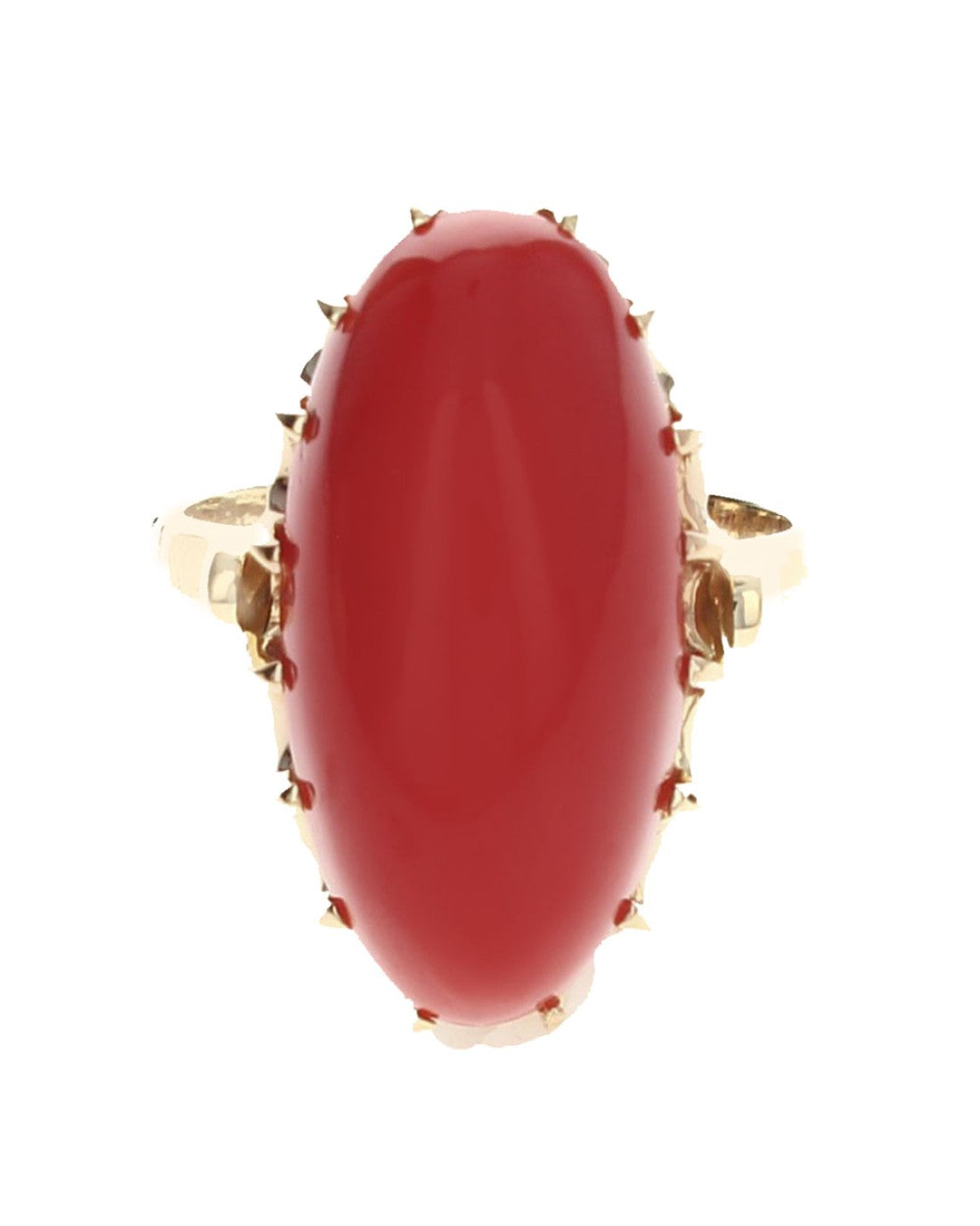 Oval Coral Cabochon Ring