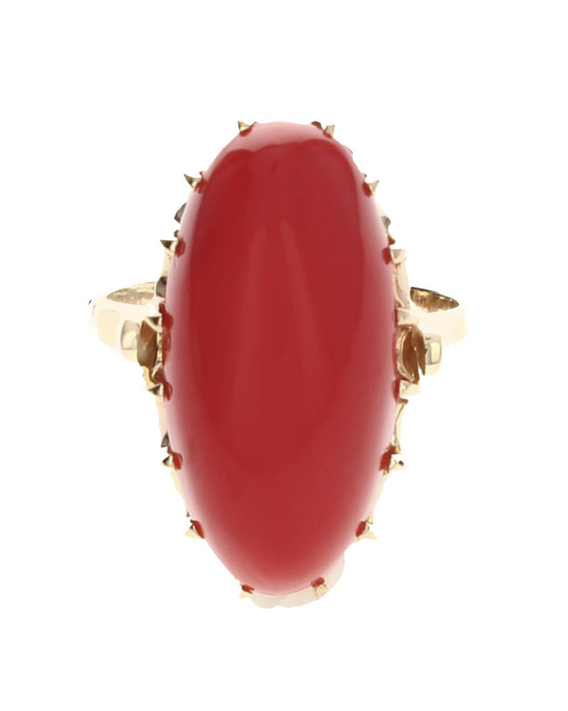 Oval Coral Cabochon Ring