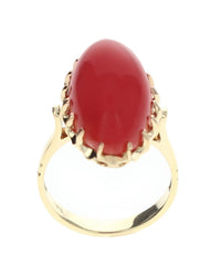 Oval Coral Cabochon Ring