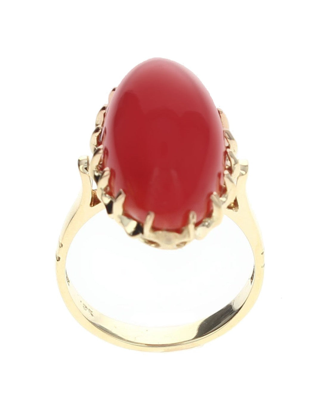 Oval Coral Cabochon Ring