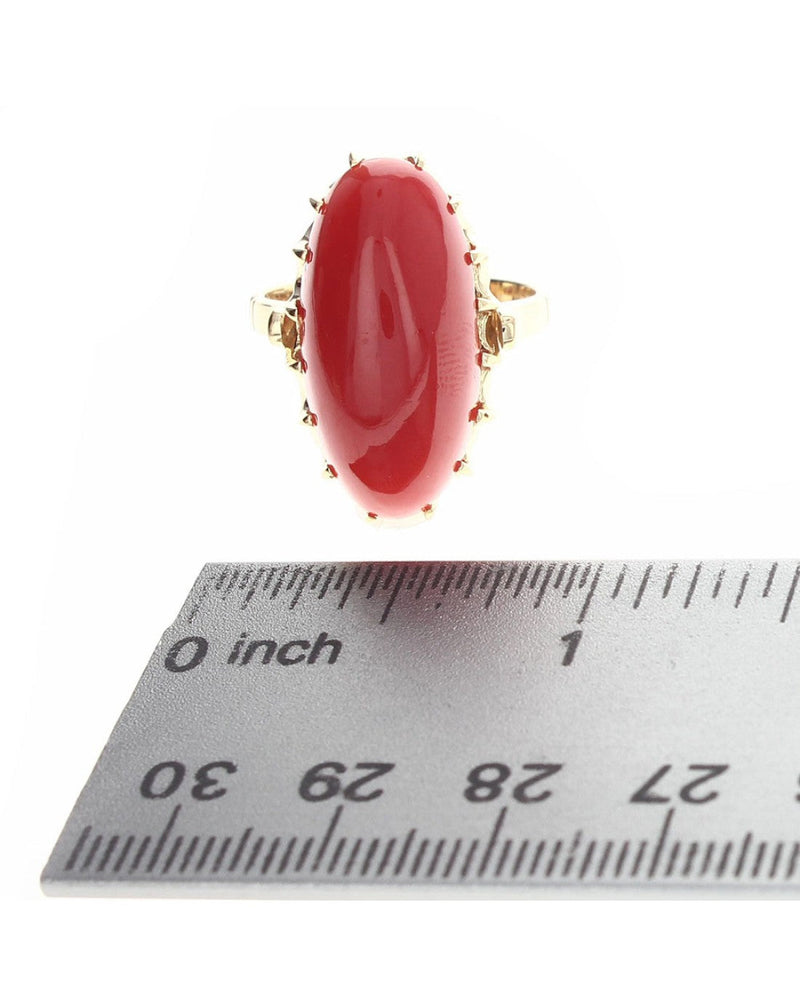Oval Coral Cabochon Ring