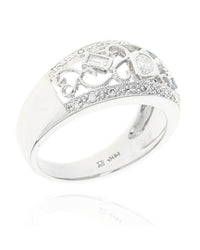 Mixed Cut Diamond Open Scroll Milgrain Band