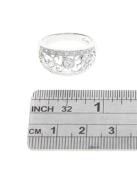 Mixed Cut Diamond Open Scroll Milgrain Band