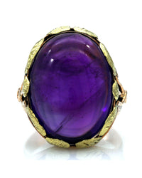 Amethyst Cabochon Folate Basket Ring