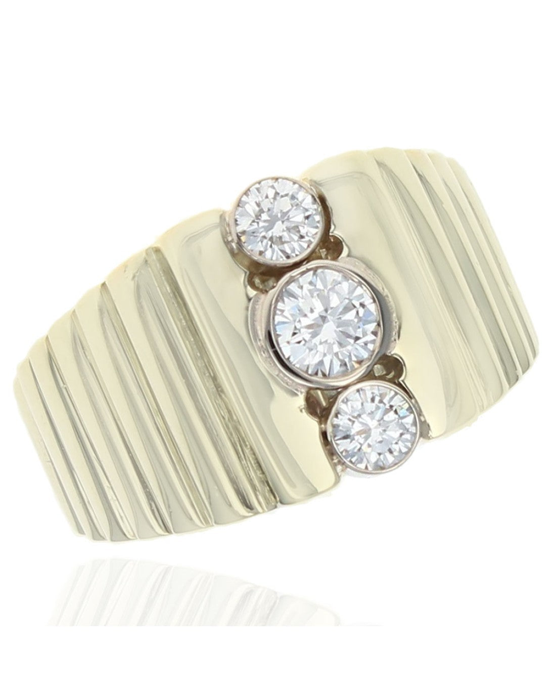 Gentlemans Diamond Step Cut Shank Ring