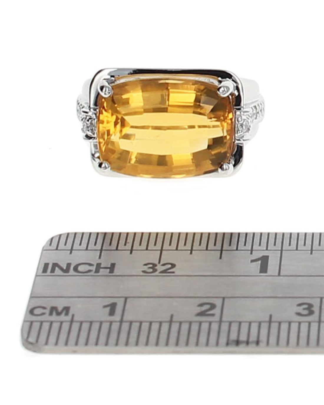 Fancy Cut Citrine and Diamond Pave Statement Ring