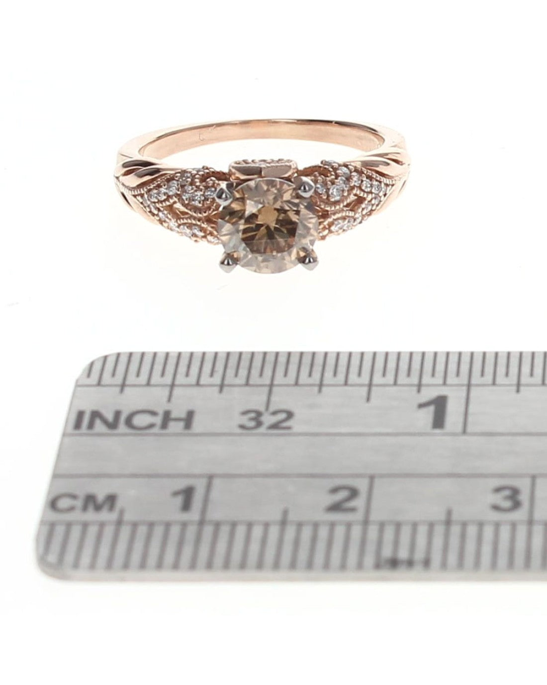 Chocolate and White Diamond Milgrain Accent Ring