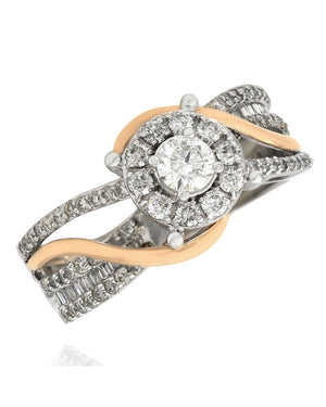 Diamond Halo Bypass Crossover Ring