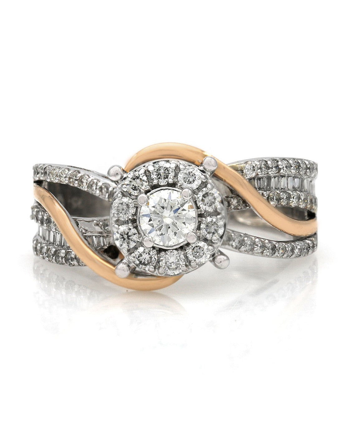 Diamond Halo Bypass Crossover Ring