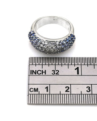 Variegated Blue Sapphire and Diamond Pave Band Ring