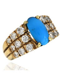 Oval Turquoise and Diamond Ring
