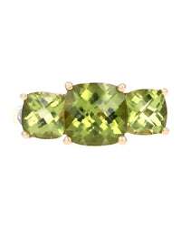 3 Stone Peridot Ring with Diamond Accents