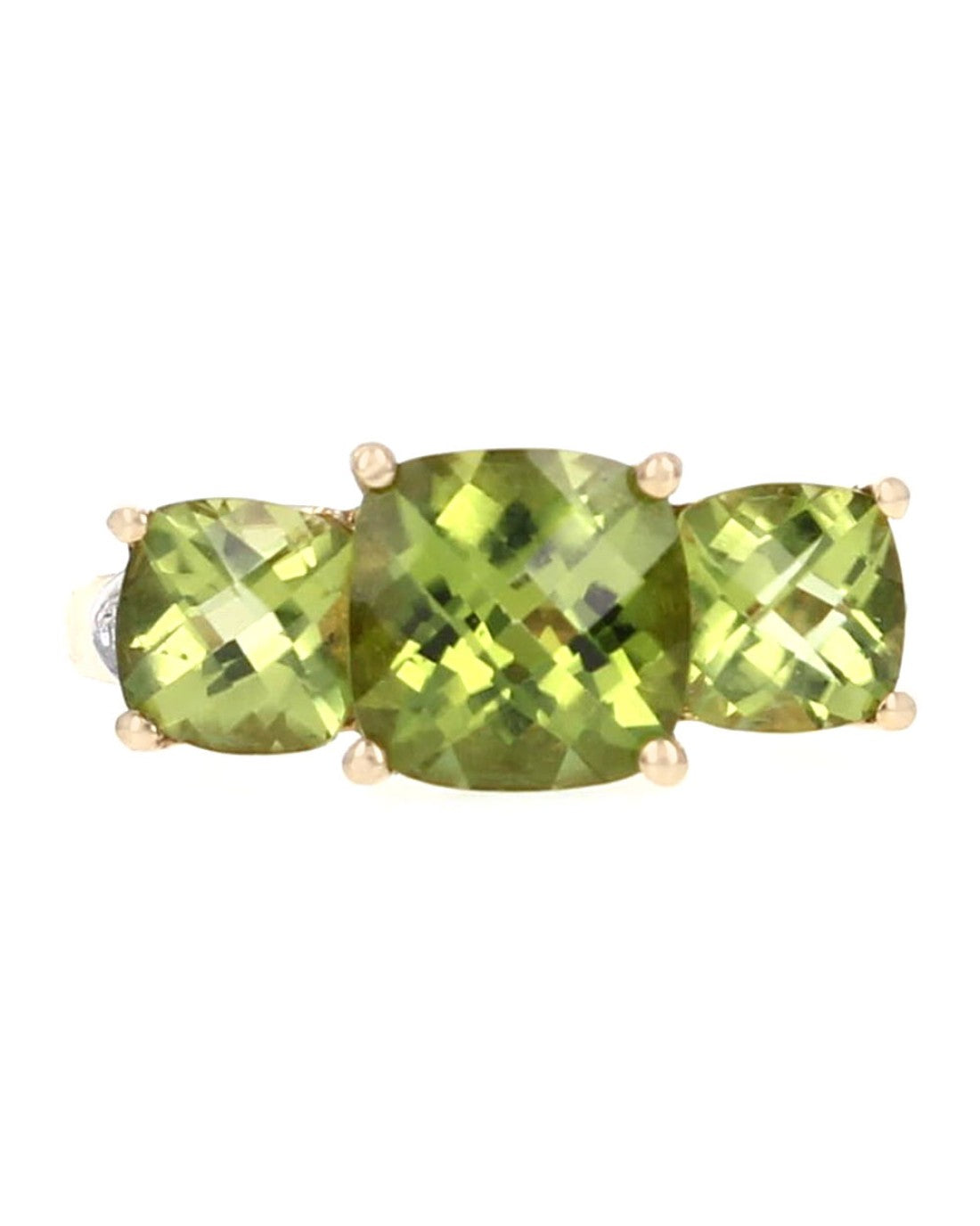 3 Stone Peridot Ring with Diamond Accents