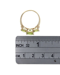 3 Stone Peridot Ring with Diamond Accents