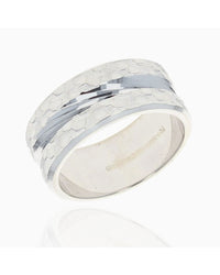Etched Grooved Wedding Band