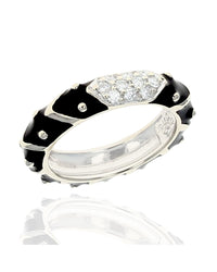 Hidalgo Black Enamel Diamond Pave Station Band
