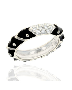 Hidalgo Black Enamel Diamond Pave Station Band