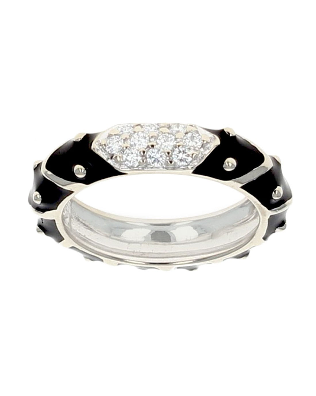 Hidalgo Black Enamel Diamond Pave Station Band