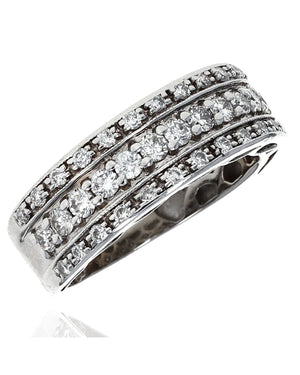 3 Row Round Diamond Tapered Band